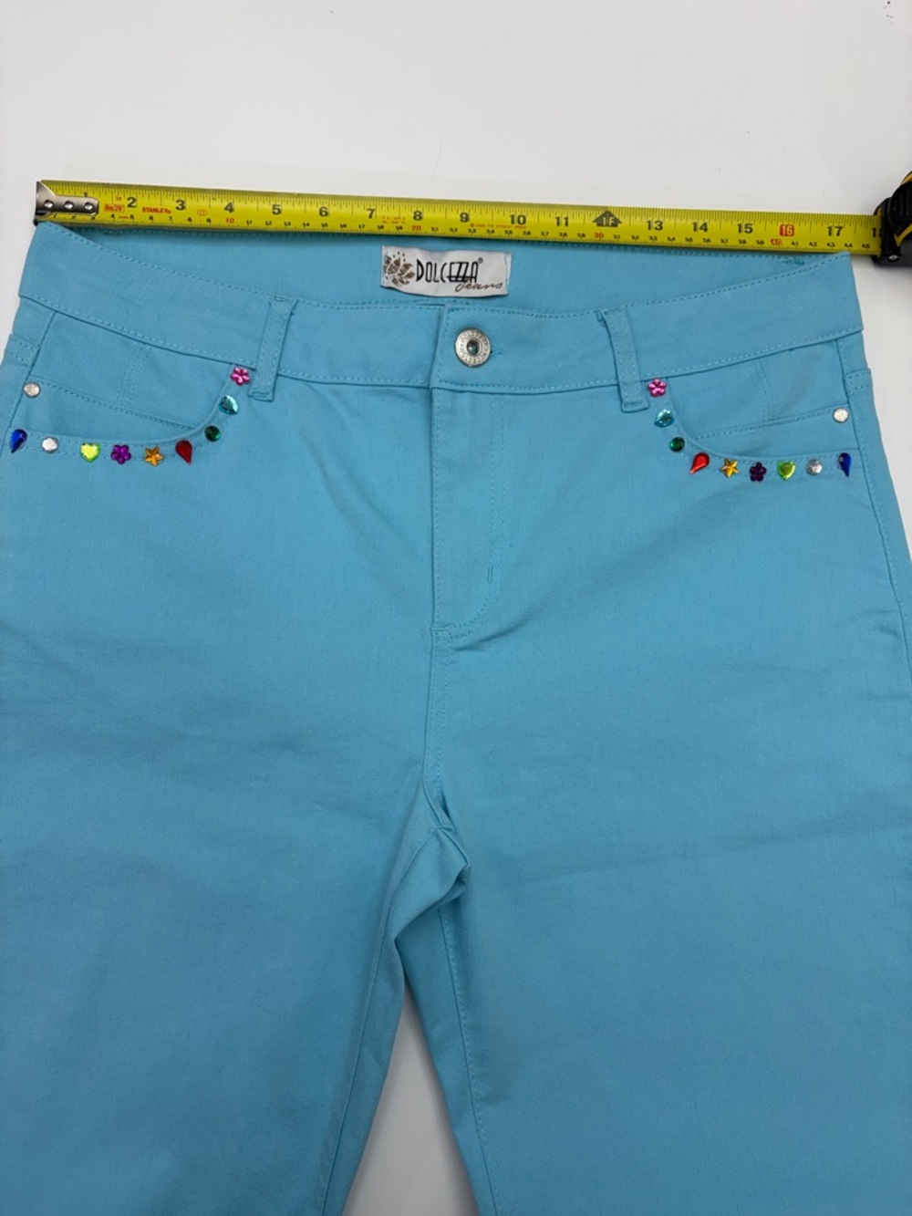 Dolcezza Light Blue Stretch Shorts – Chic Summer Staple size 14 NWT - Picture 5 of 13